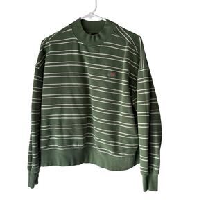 Dickies Sweater Mens Small Green White Striped Crewneck Pullover Casual Skater